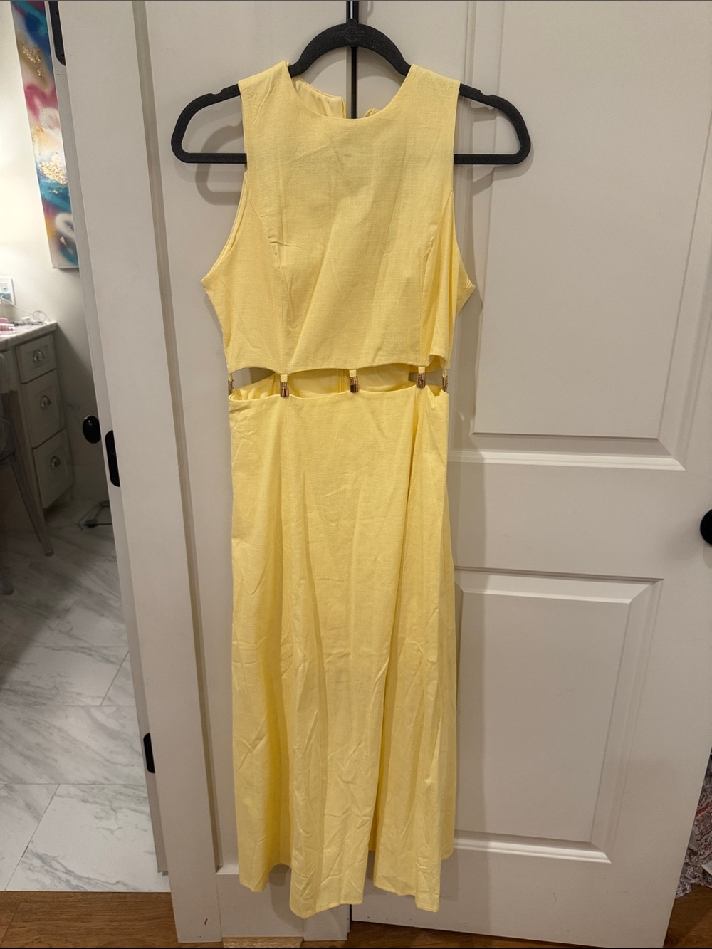 Sleeveless Yellow Cutout Maxi Dress